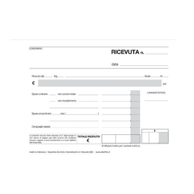 RICEVUTA CONDOMINIO 3 COPIE 11,5X16,5 DA 5